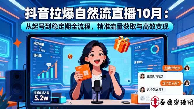 (16339期)抖音拉爆自然流直播10月:从起号到稳定期全流程,精准流量获取与高效变现