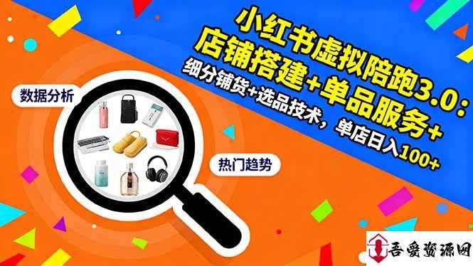 (16451期)小红书虚拟陪跑3.0:店铺搭建+单品服务+细分铺货+选品技术,单店日入100+